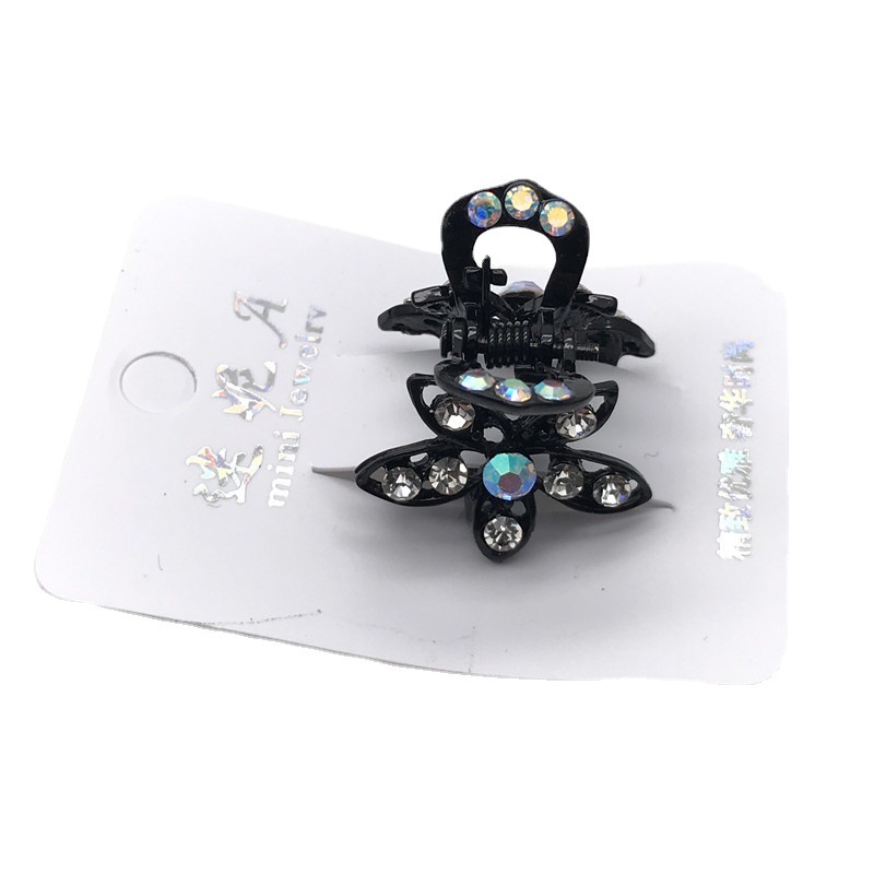Venta caliente negro diamante incrustado pequeño clip superior clip lateral un yuan una pieza dos yuanes tienda accesorios para el cabello cabeza accesorios puesto de suministro