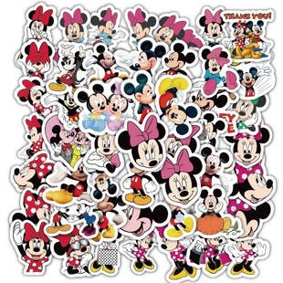 50 Mickey Minnie Cartoon Stickers Cute Mickey Mouse Waterproof Stickers Luggage Notebook Refrigerator Children's Stickers