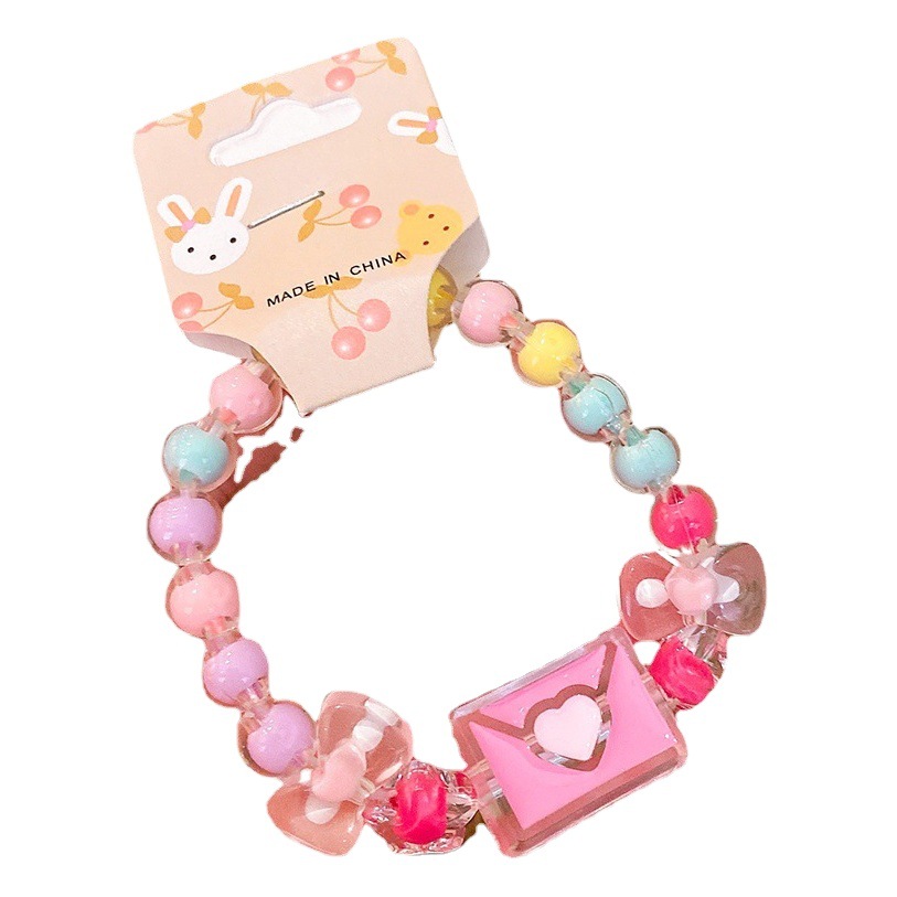 Pulsera de dibujos animados para niños princesa femenina jalea color con cuentas Linda niña bebé pulsera estudiante joyería pulsera joyería