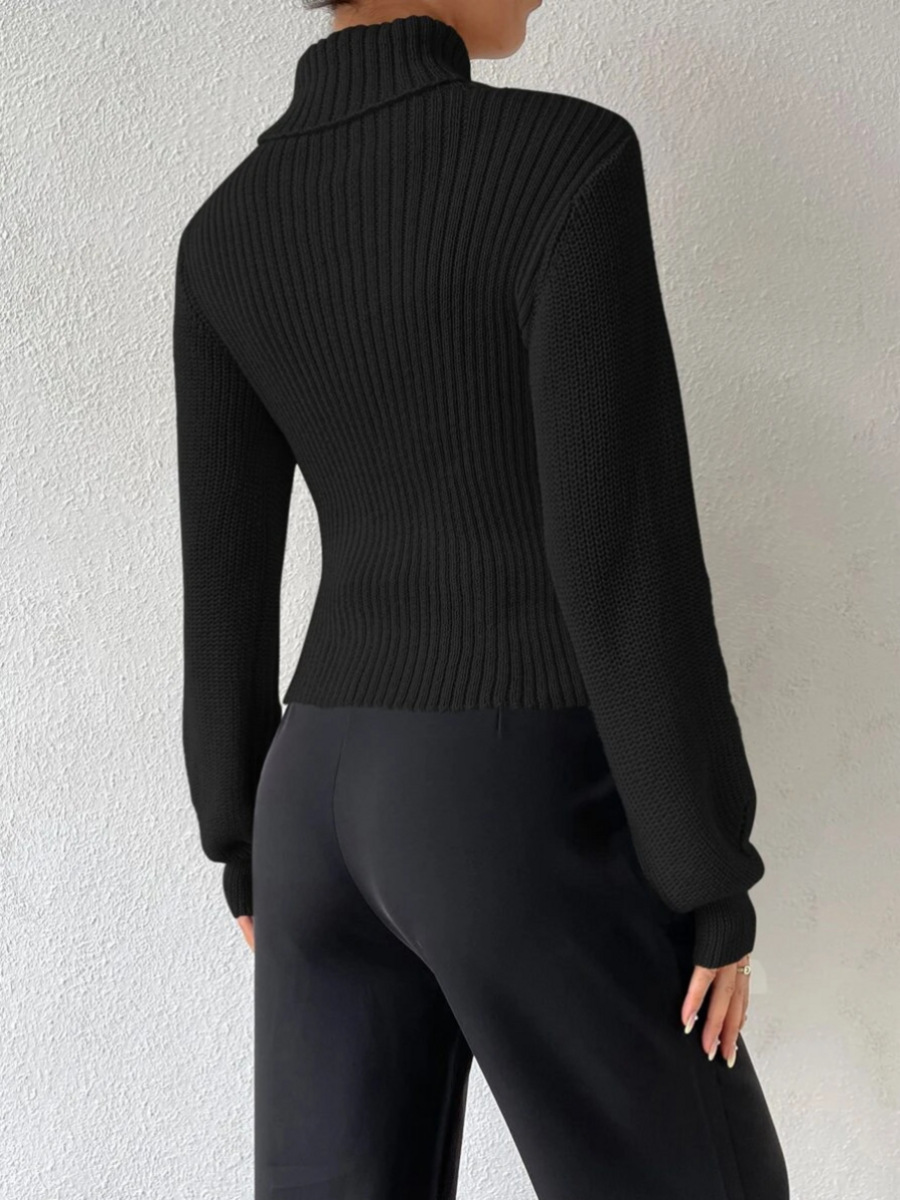 Suéter Sexy de Manga Larga para Mujer, Estilo Europeo y Americano, para Comercio Transfronterizo, Primavera y Otoño, Cuello Alto Calado, Tejido de Punto image 7