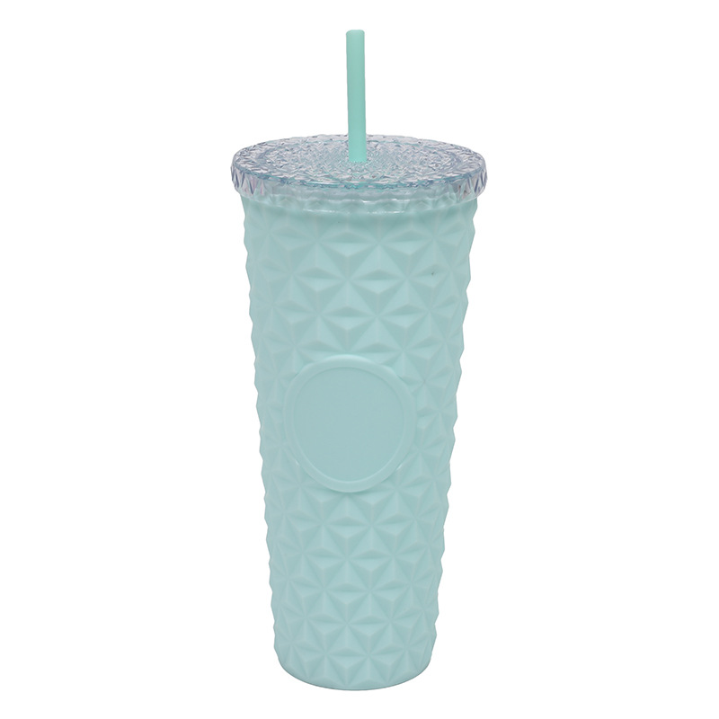 Suministro directo de fábrica AS taza de paja de doble capa taza de agua de plástico de grado alimenticio taza de cristal simple de alto valor de verano de 710ml