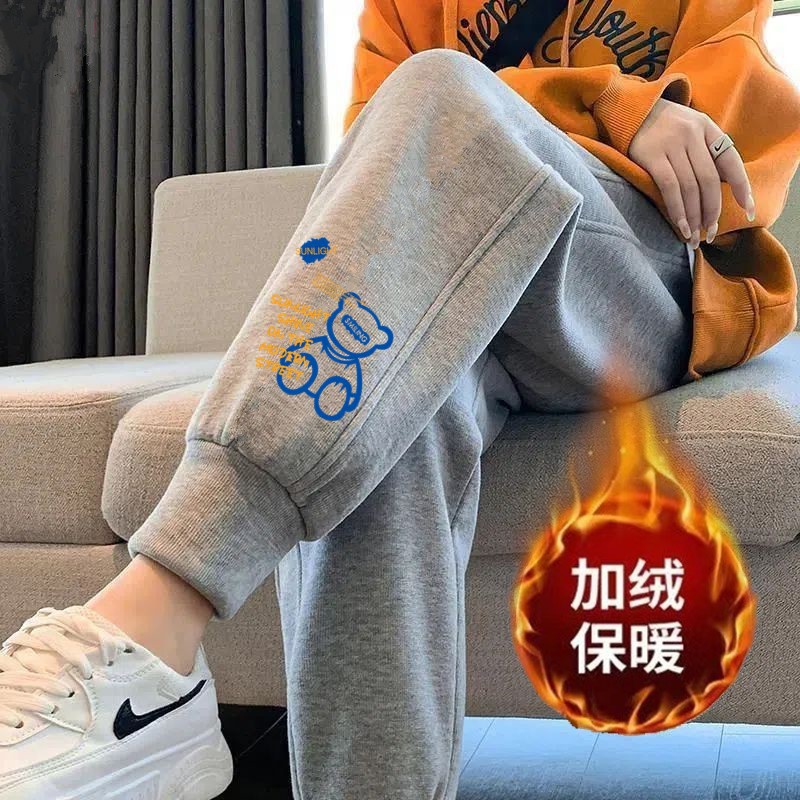 블루 베어 스크류 그레이 팬츠 플러스 벨벳