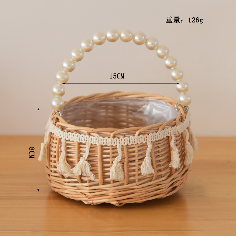 303g Weight Weave, Lace Fashion Element Open Closure Type Top Handle Strap Type Handbag Bags Type Daily Occasion Wicker Material Solid Color Pattern All Seasons Season Women's Gender Simple Style Style Cylindrical Shape Women's Wicker Solid Color Simple Style Weave Lace Cylindrical Open Handbag 1