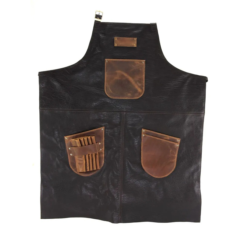 Transfronterizo Amazon pu delantal impermeable a prueba de aceite barbacoa al aire libre de bolsillo delantal de piel ropa de trabajo fabricantes al por mayor