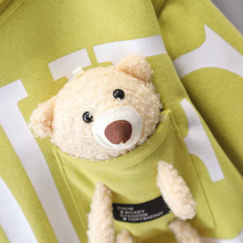 6155 traje de suéter para niños 2025 primavera y otoño nuevo estilo ropa de letras para niños bebé oso traje de otoño de dos piezas