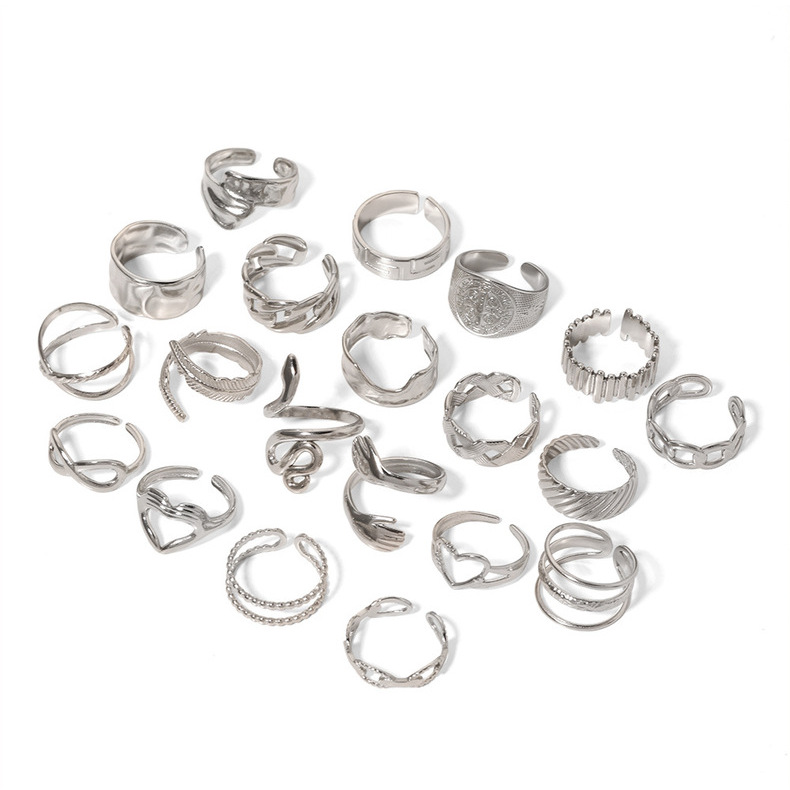 C Shape, Geometric, Heart Shape, Solid Color, Snake Pattern Women'S Gender IG Style, Simple Style Style Electroplating No 18K Gold Golden Plated Heart Shape Solid Color Snake Stainless Steel IG Style Simple Style Open Ring