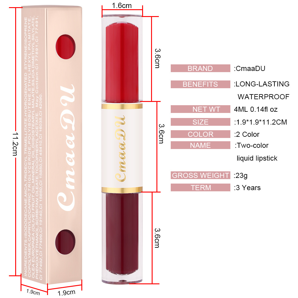Check it out! Link Disclaimer - Exclusive for Foreign trade :CmaaDu Double-head Lipstick Long-lasting Lip Gloss undefined