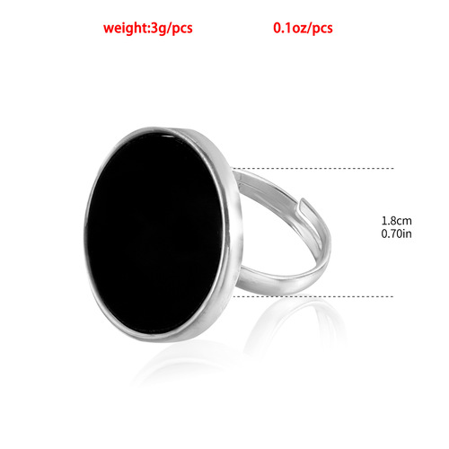 European and American cross-border jewelry, cool metal black imitation mother-of-pearl ring, sweet and cool adjustable ring set wholesale