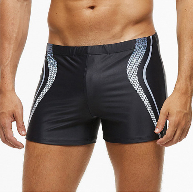 2026 Cross-Border Foreign Trade European and American Men's Swim Trunks High-Waisted Tight-Fitting Drawstring Boxer Shorts Fashionable Solid Color Casual Shorts