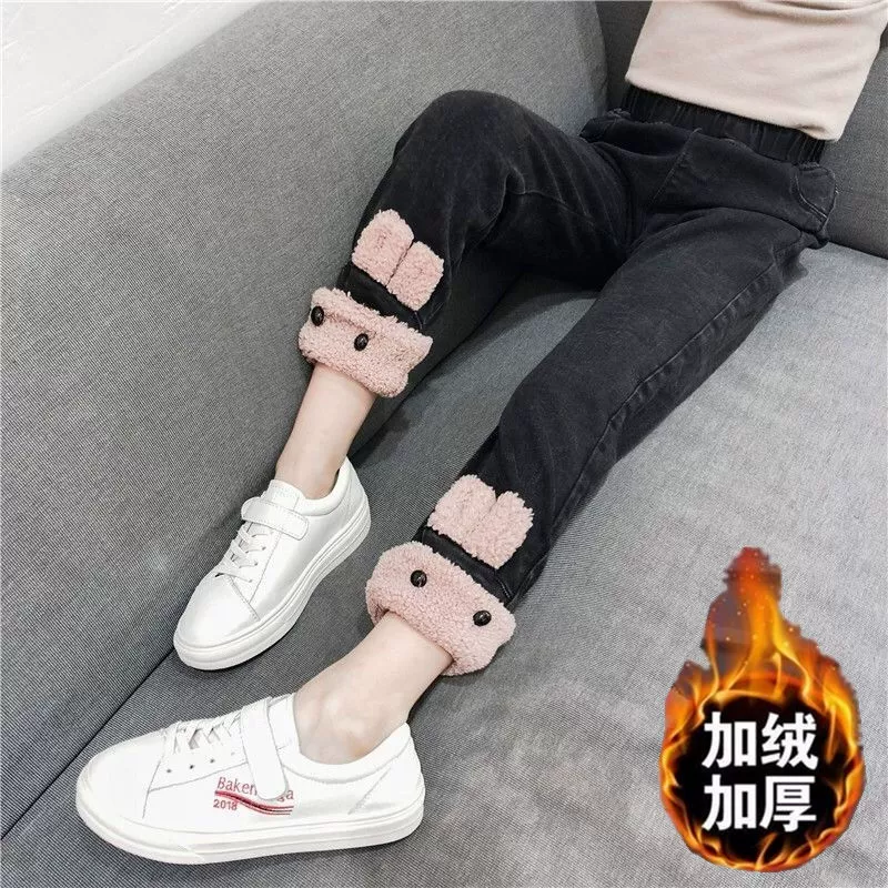 Вельветовые зимние брюки, детские джинсы, увеличенная толщина, oversize, для подростков, свободный прямой крой