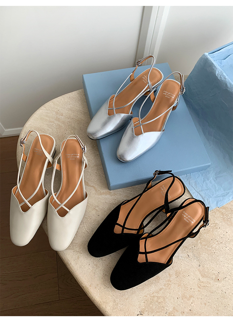 Sandal nữ quai ngang mũi trùm gót vuông 5 cm phong cách Hàn Quốc — đen chi tiết 38