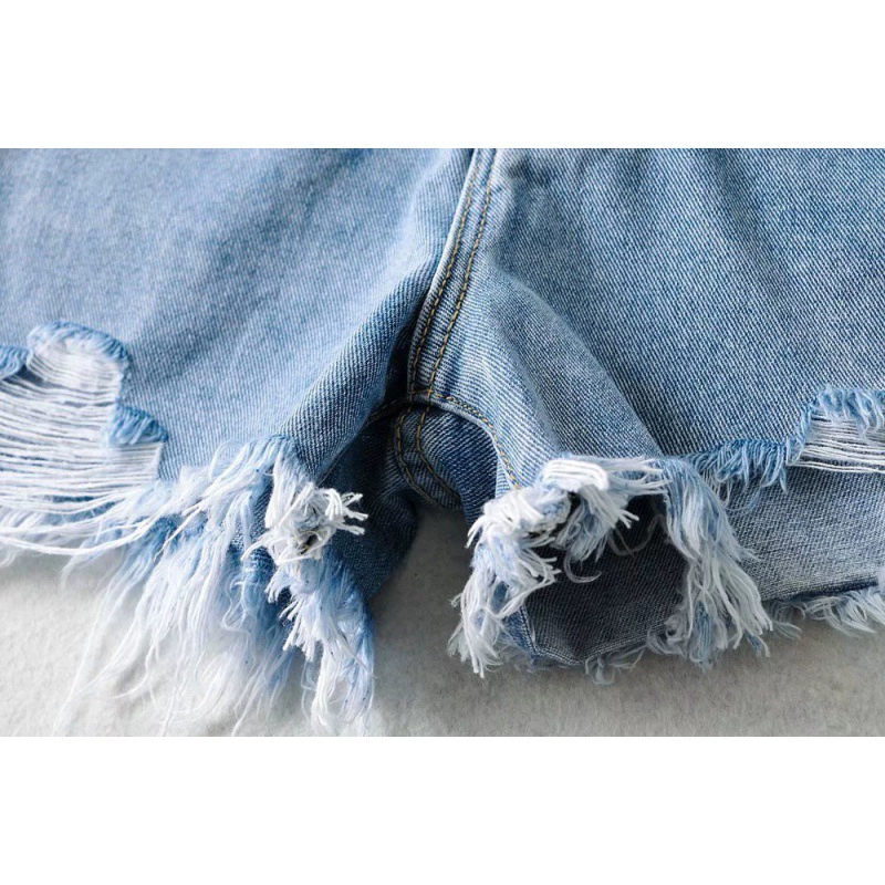 Джинсовые шорты женские с высокой талией, осенний европейско-американский стиль, рваный низ