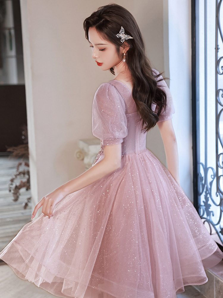 2025 nuevo anfitrión de primavera vestido de princesa de alta calidad vestido de exámenes de arte de hermanas de graduación