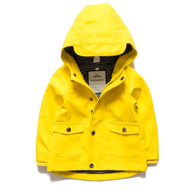 Children's Jackets for Men and Women Hooded Pu Rainoutwear Lined with Cotton Waterproof Jacket Warm and Windproof Export Baby Rainoutwear