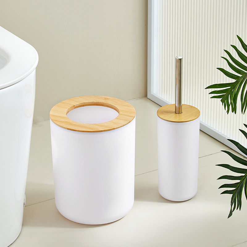 Fabricante de monjes con bote de basura redondo cepillo de dientes taza caja de jabón almacenamiento de baño set de seis piezas