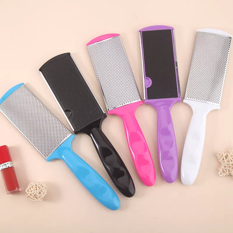 双面脚皮搓磨脚板磨砂足部死皮老茧角质修理工具不锈钢细孔磨脚石