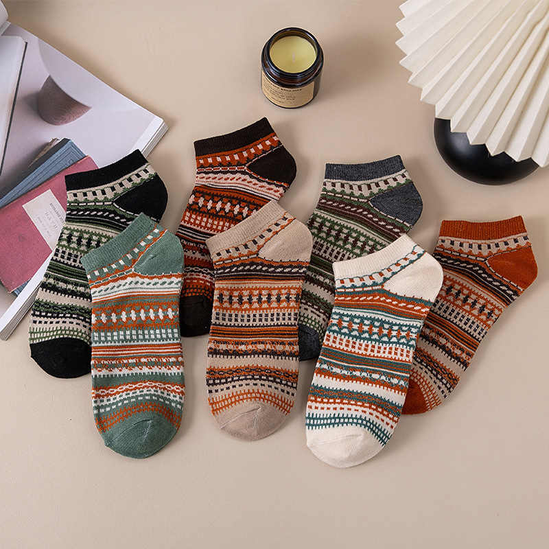 New Ethnic Style Short Socks, Spring Warm Thick Knit Ankle Socks, Unisex Japanese Harajuku Trendy Socks, Retro Breathable New Ethnic Style Short Socks, Spring Warm Thick Knit Ankle Socks, Unisex Japanese Harajuku Trendy Socks, Retro Breathable
