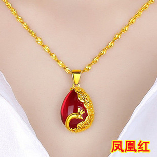 Authentic Vietnam Sand Gold Necklace Women Gold Plated Sand Gold Pendant Jewelry Couple's Birthday genuine goods