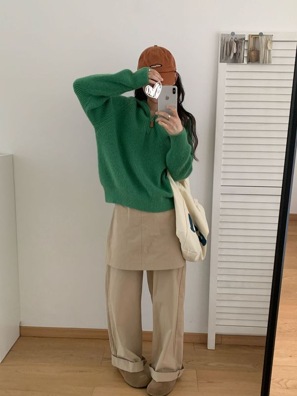 韩系百搭高级感超好看的套头连帽毛衣女秋冬新款内搭帽衫针织上衣|undefined
