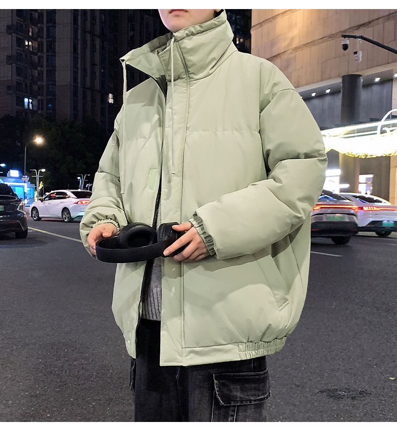 Unisex Padded Jacket With Stand-up Collar Warm Winter Coat_voghion.com