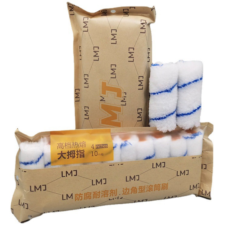 Fabricante de cepillo de rodillos de pulgar 4 pulgadas sin ángulo muerto cepillo de poliéster azul cepillo de pintura de rodillos de pintura
