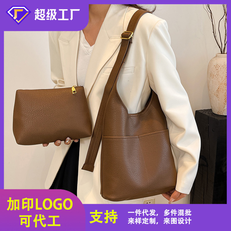 Cross-border Bag Korean Style Lazy Style All-match Crossbody Bag Women's 2025 Summer New Large Capacity Bucket Tote Bag Wholesale