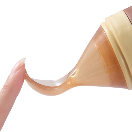 Baby rice cereal spoon milk bottle squeeze feeding silicone soft spoon baby food supplement tool bowl rice cereal feeding artifact