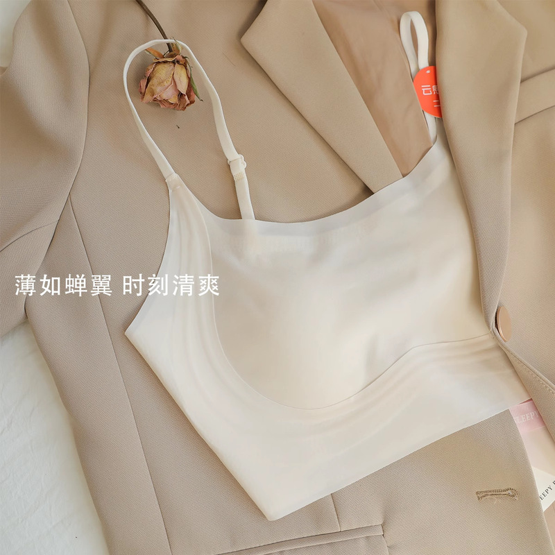 大きな胸の女性のためのアイススキンビューティーバック下着、固定カップ、ワンピースプッシュアップたるみ防止シームレスブラ、夏用薄型スタイル|undefined