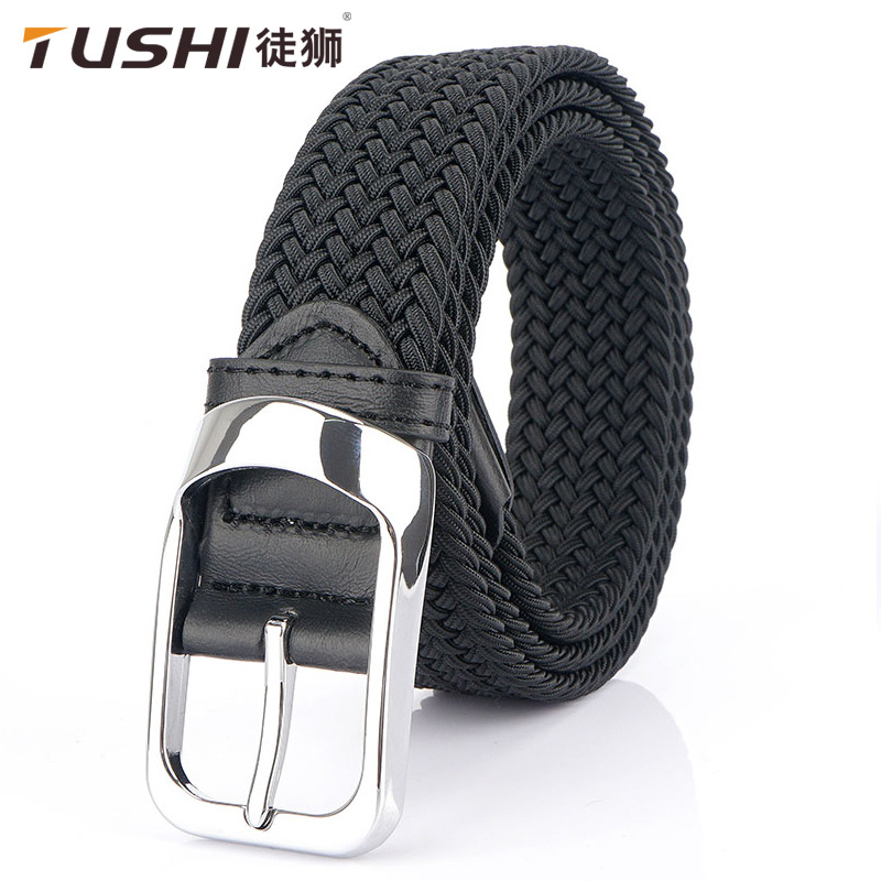 Men's Woven Belt Fashionable Cloth Casual Elastic Jeans Pin Buckle Belt Canvas Golf Belt Summer