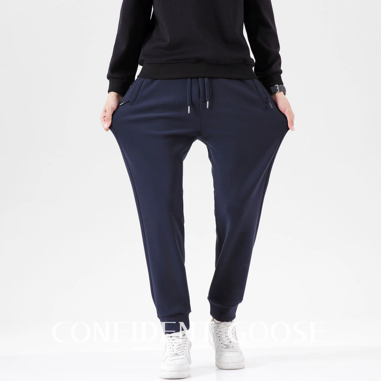 Новые мужские теплые ветрозащитные штаны девятого уровня Goose, приятные для кожи утолщенная эластичная талия, ветрозащитная верхняя одежда, брюки для снежных гор на молнии и щиколотке