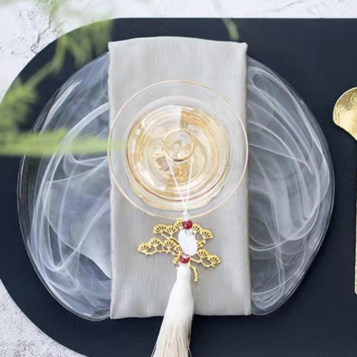 Japanese ink-wash style glass plate, irregular shaped sashimi Western-style plate, Japanese plate mat, hotel and club decorative plate