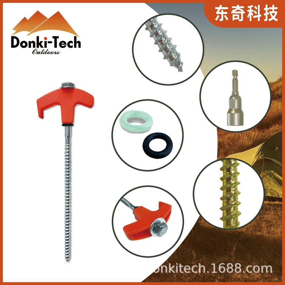 Шестиугольные спиральные флуоресцентные гвозди для уличной палатки, спиральные флуоресцентные гвозди, набор грунтовых гвоздей с резьбой 25/30 см, аксессуары для палаток