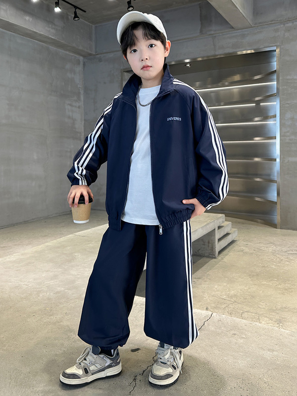 男童秋季套装2025新款中大童运动服儿童时尚拉条春秋款两件套潮酷|undefined
