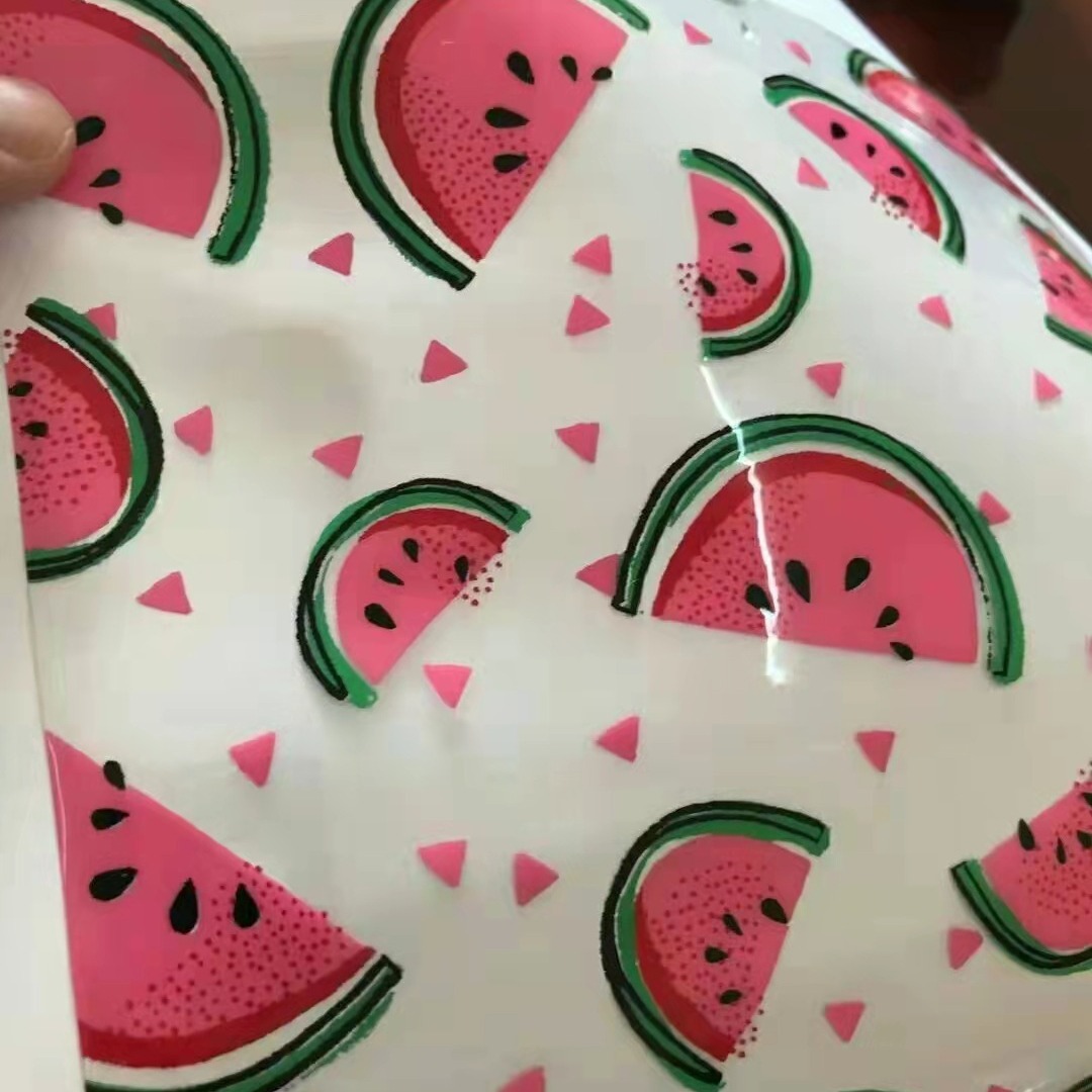 现货 夏季水果香水印花PVC透明膜 印花膜桌布垫手袋箱包手机壳diy