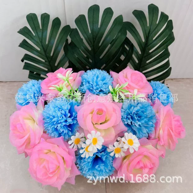 Qingming Festival realistic potted flowers forever memory memorial small black pot new funeral tomb sweeping offerings