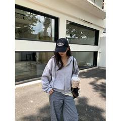 广州黄峥早秋穿搭上衣刺绣连帽卫衣女韩版休闲百搭通勤上衣530880