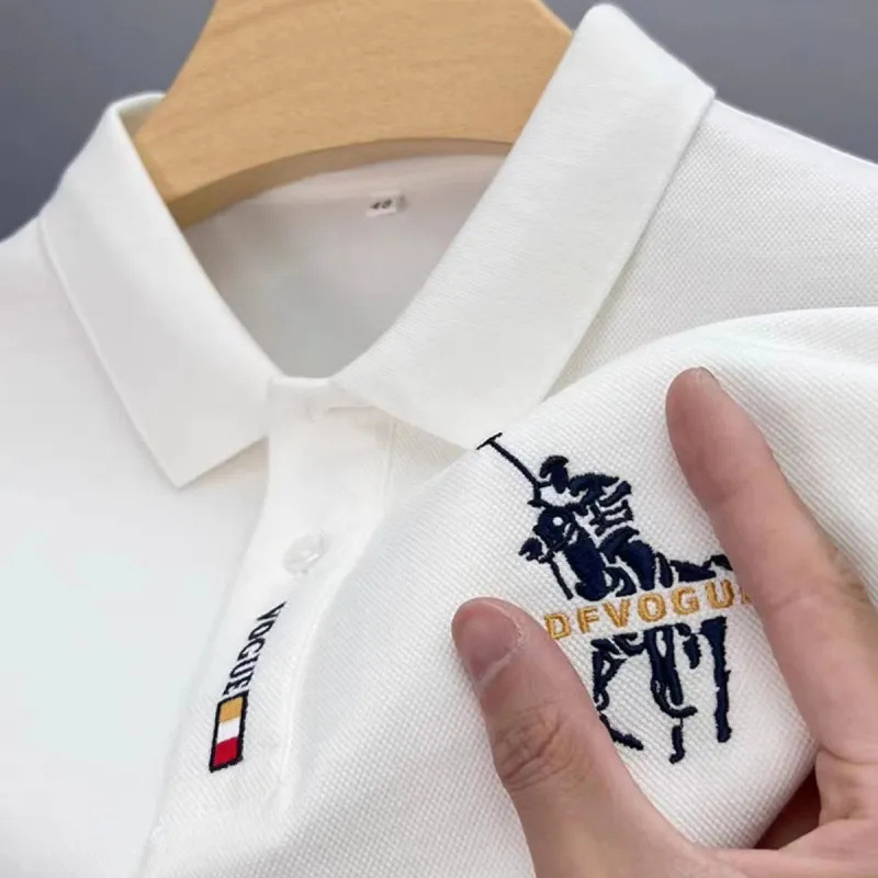 Verano de los hombres de manga corta Camiseta Paul de gama alta bordado solapa Polo Comercio exterior pesado de media manga superior de los hombres