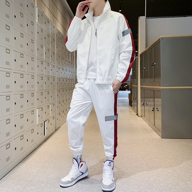Trajes deportivos casuales transfronterizos para hombres primavera y verano guapo chaqueta de cuello de ocio para correr dos piezas de otoño