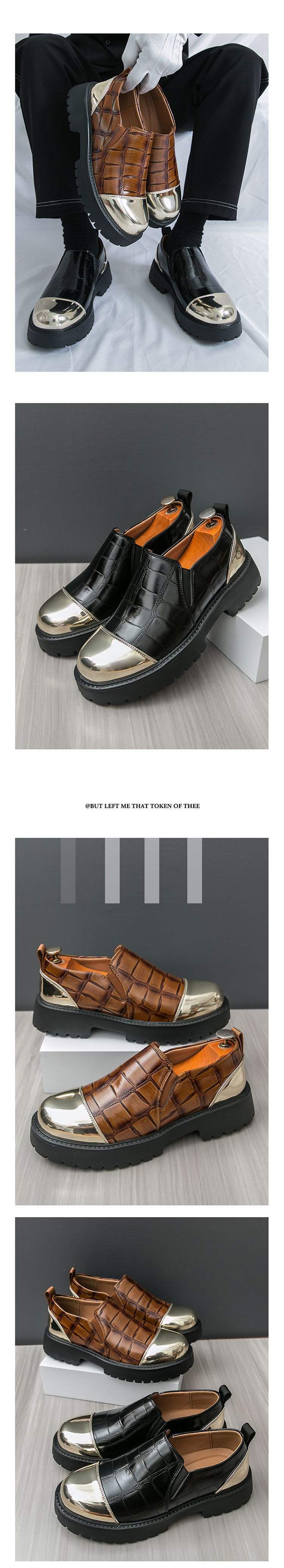 Chaussures de costume habillées en cuir ShoeVault pour homme, semelle épaisse rehaussante, motif crocodile, style Derby, idéales pour les affaires ou les mariages._voghion.com