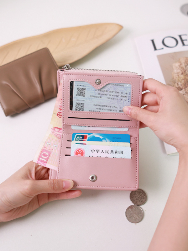 韓国版の新しい女性の財布ショートプリーツインホットスタイルシンプルなミニカードホルダーマルチカードスロット小銭入れ卸売|undefined