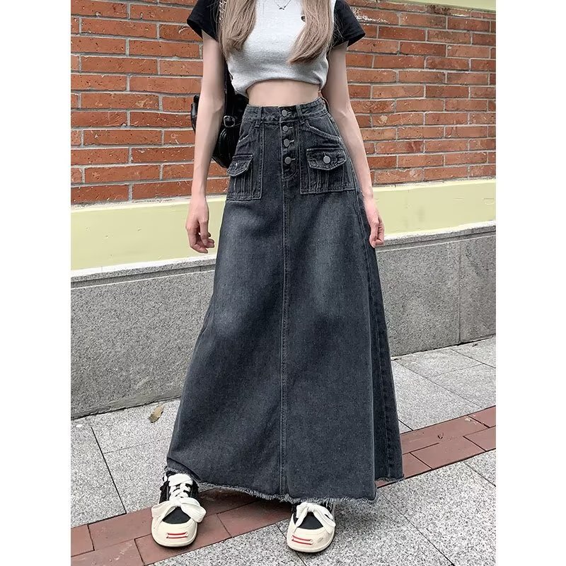 牛仔半身裙女2024夏季新款百搭时尚梨形身材显瘦大码胖人a字裙