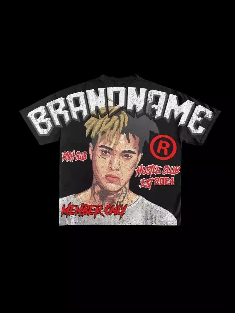 Short fashionable cotton T-shirt hip-hop style for men and women, Gothic, punk style