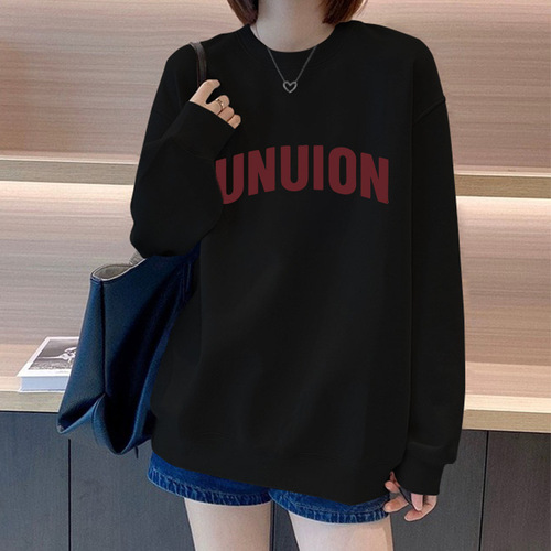 Loose and lazy white round-neck sweater for women's spring 2025 new popular long-sleeved shirt, fashionable all-match coat