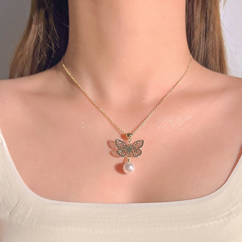 S999 saf gümüş inci kolye kadın niş tasarım hafif lüks yüksek kalite dökülmez renk basit clavicle zincir aksesuarı toptan