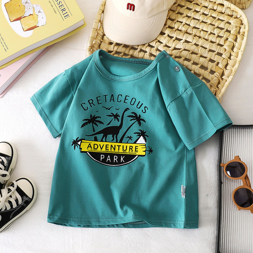Children's short-sleeve T-shirt pure cotton girls' summer wear infant baby kids' clothing boys' top middle child size