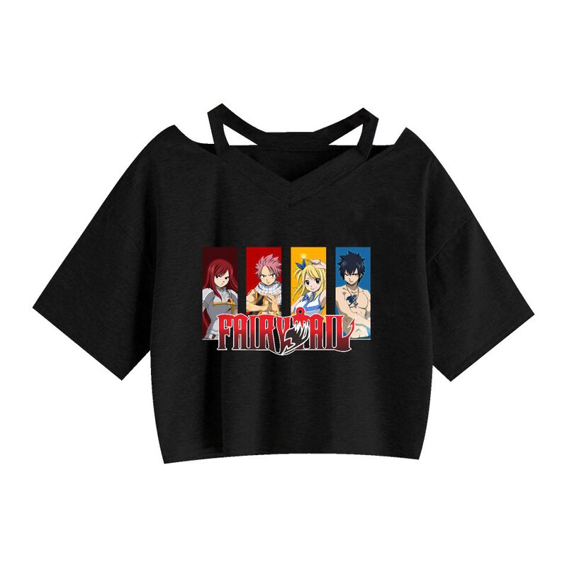 AliExpress Fairy Tail Goblin's Tail Naz Animation Surrounding Girl's Base Strap Cropped Top