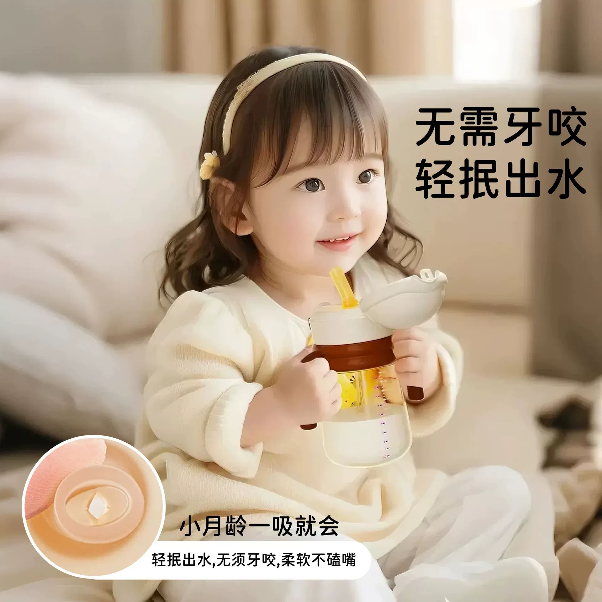 爱贝尔 Children's straw, glass, feeding bottle, 6 month