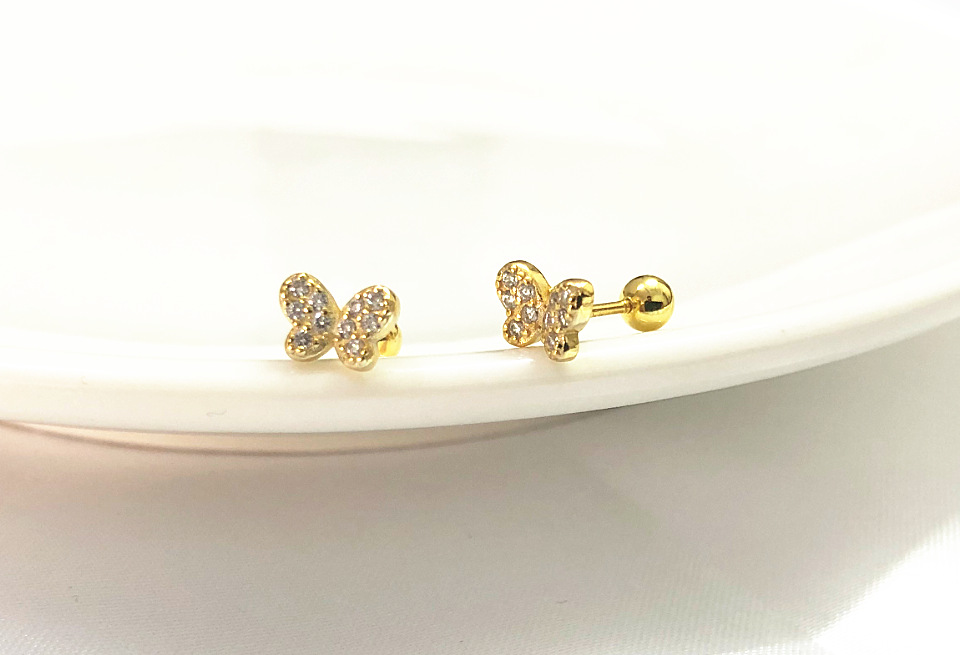 5g Weight Zircon Inlay Material Ear Studs Classification 1 Pair Quantity Daily Occasion 925 Sterling Silver Material Butterfly Pattern Women's Gender Plating, Inlay Design Simple Style Style 1 Pair 925 Sterling Silver Zircon Butterfly Ear Studs 20