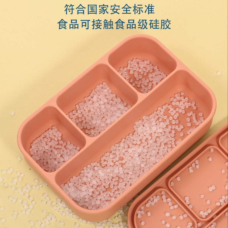 新しい4段食品級シリカゲル弁当箱電子レンジ加熱ランチボックス冷蔵庫収納ボックス学生弁当箱|undefined