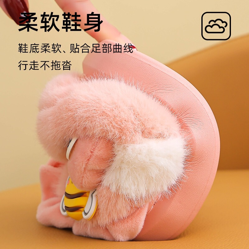 儿童棉拖鞋秋冬季女童可爱公主室内防滑中大童宝宝加绒加厚毛拖鞋|undefined